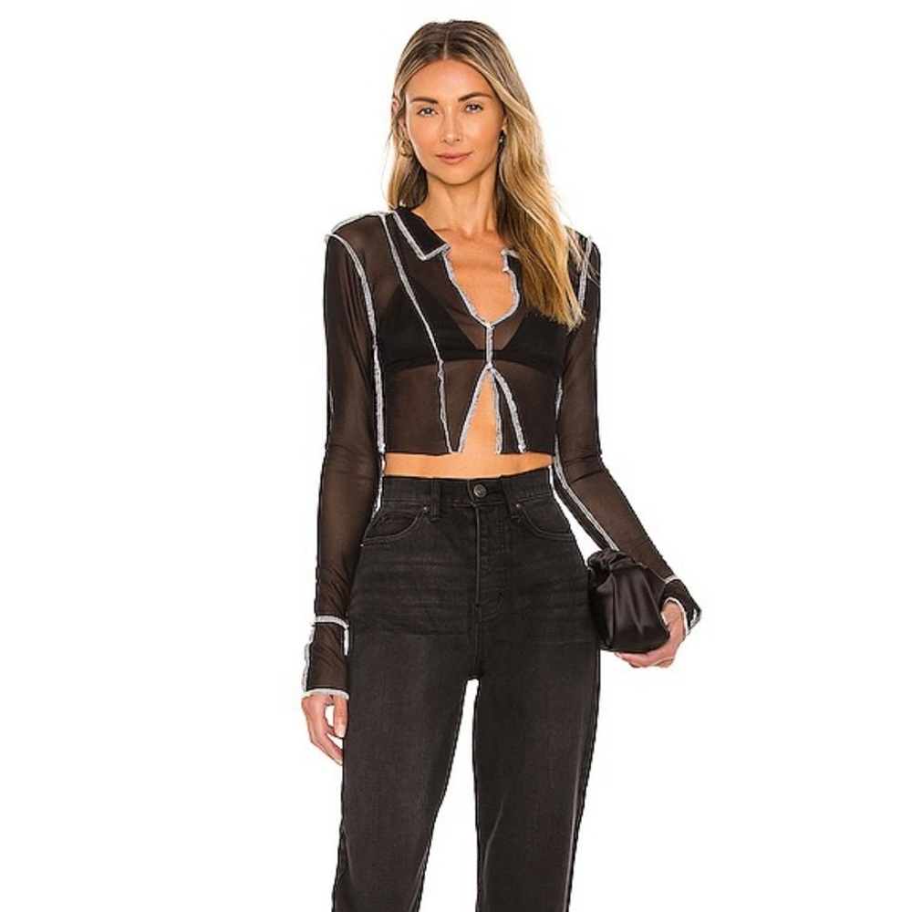 Superdown Mariah Contrast Sheer Top